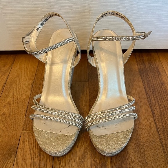 David's Bridal Shoes Davids Bridal Light Gold Sparkle Wedge Heels